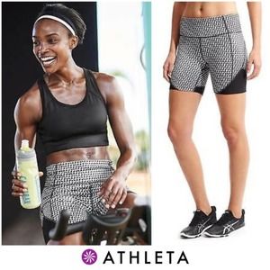 Athleta Black&White Vivid Velocity Bike Shorts Sz.XL